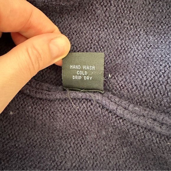 Angie Open Front Wool Blend Fringe Navy Blue Cardigan - Picture 8 of 11